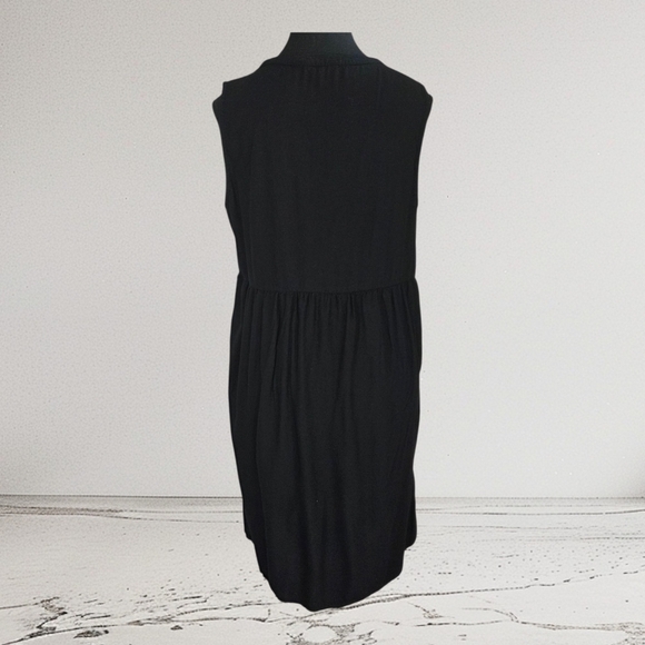 Denver Hayes Black Pleated Midi Dress Size L - Picture 4 of 6